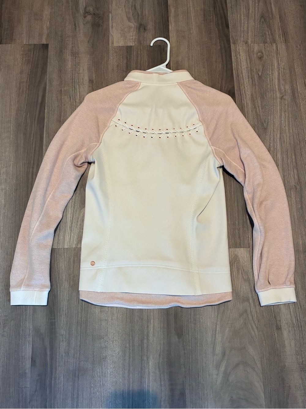 Lululemon Neoprene Var City Bomber Jacket White Pink Sz Rose Gold Zip SZ 4 RARE